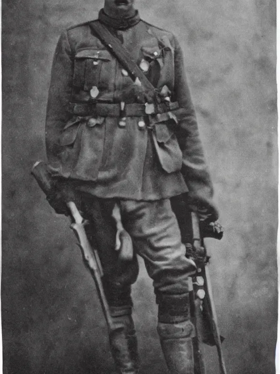 Image similar to portrait of death god, ww1 photo, grainy, high detail, high resolution,