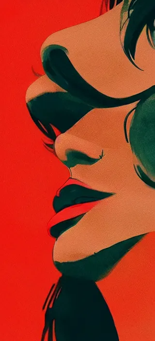 Image similar to profile view closeup!! of thick smoke coming from the lips of a young filipino woman, closeup, thick swirling smoke, by conrad roset, brush strokes, dramatic lighting, watercolor trending on artstation