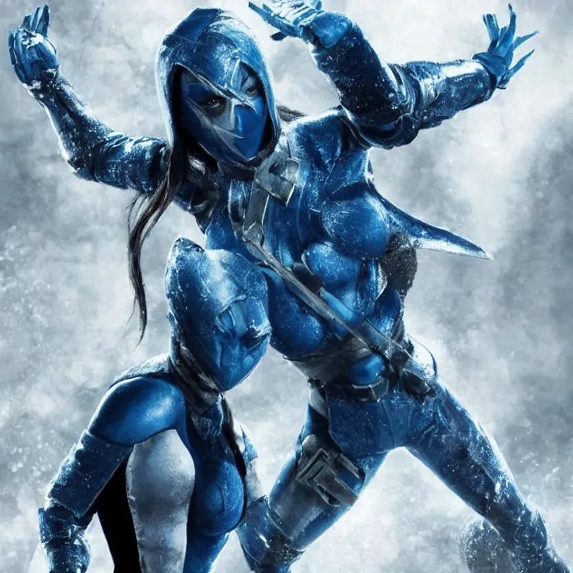 Image similar to natalie portman as subzero from mortal combat, ultra realistic, movie screenshot, cinematic, epic, sense of awe