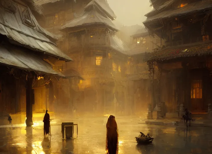Prompt: the rich golden house and poor people around volumetric lighting, digital painting, highly detailed, artstation, sharp focus, illustration, concept art, ruan jia, steve mccurry, amazing composition