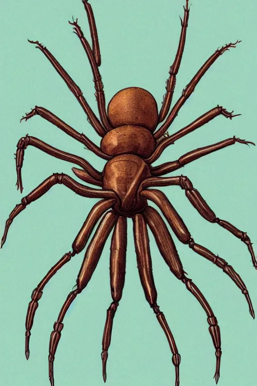 Image similar to anatomical encyclopedia illustration of a disturbing! alien spider, photorealistic, diagram