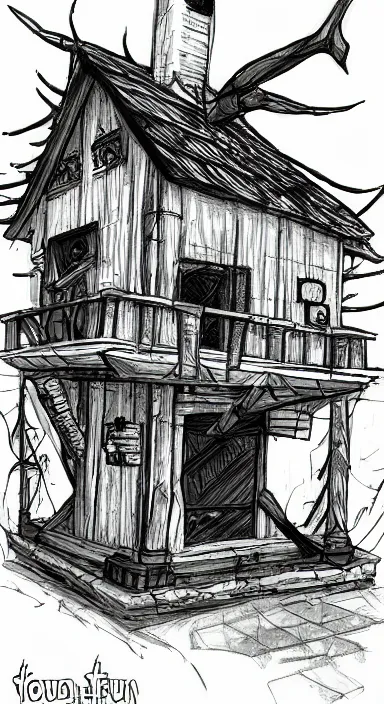 Image similar to Fury on 36 House Hlaalu. Drawings artstation inktober concept art