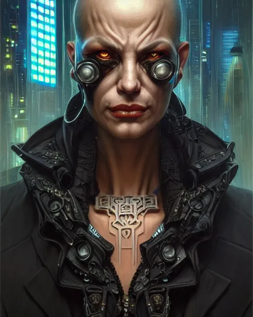 Image similar to front shot of a cyberpunk criminal mastermind character, intricate, elegant, highly detailed, centered, (((artstation, concept art, smooth, sharp focus, artgerm, Tomasz Alen Kopera, Peter Mohrbacher, donato giancola, Joseph Christian Leyendecker, WLOP, Boris Vallejo))), mugshot!!!!!, ugly!!!!!!, octane render, nvidia raytracing demo