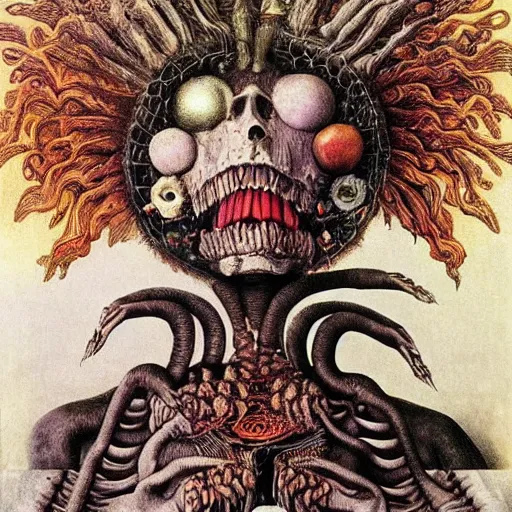 Image similar to post - punk new age album cover, magic, apocalypse, psychedelic, psychonaut, black white pink, magic, giger h. r., giuseppe arcimboldo