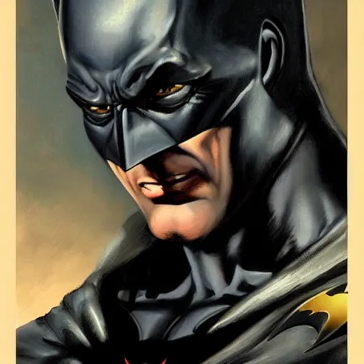 Prompt: an ultra - realistic portrait painting of batman in the style of frank frazetta. 4 k. ultra - realistic. highly detailed. dark fantasy. epic lighting.