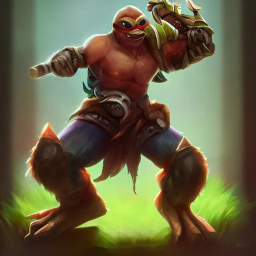 Image similar to pepe as dota 2 hero, detailed, artstation