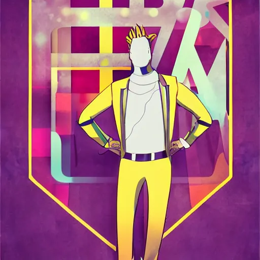 Image similar to new kind of suit, 2d matte colors, poster style