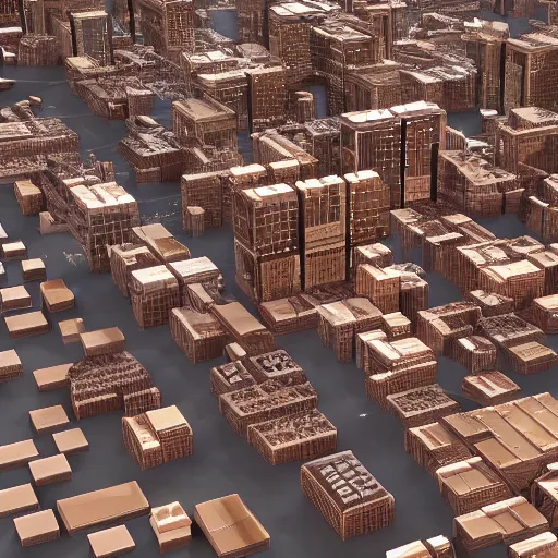 Prompt: a city made of chocolate, cinematic 8k octane render