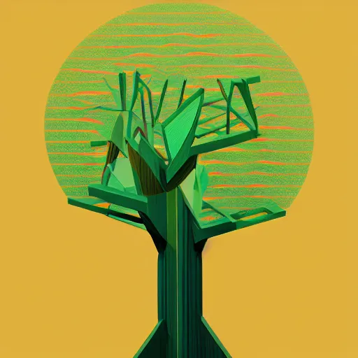 Image similar to tree but minimalistic concept art by frank stella and gilleard james, colorful, vray, depth of field, trending on artstation, minimalism