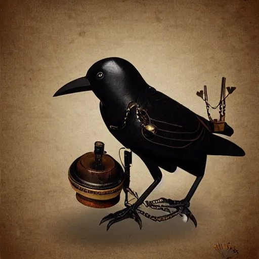 Prompt: steampunk crow