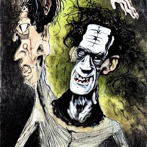 Image similar to frankenstein by ralph steadman