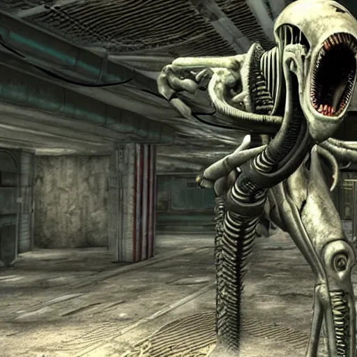 Image similar to Xenomorph in Fallout 3, screenshot, gameplay