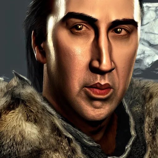 Prompt: Nicholas Cage as a Skyrim character, very detailed, 4k