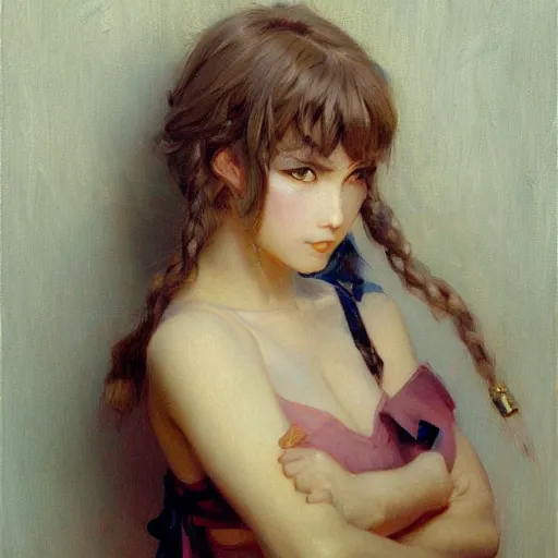 Prompt: detailed fine portrait of pouting anime girl, painting by gaston bussiere, craig mullins, j. c. leyendecker