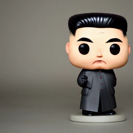 Prompt: Kim jong un Funko Pop, figurine, 24mm lens, high resolution 8k, studio lighting