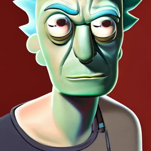 Image similar to realistic rick and morty, human form, portrait, photorealistic