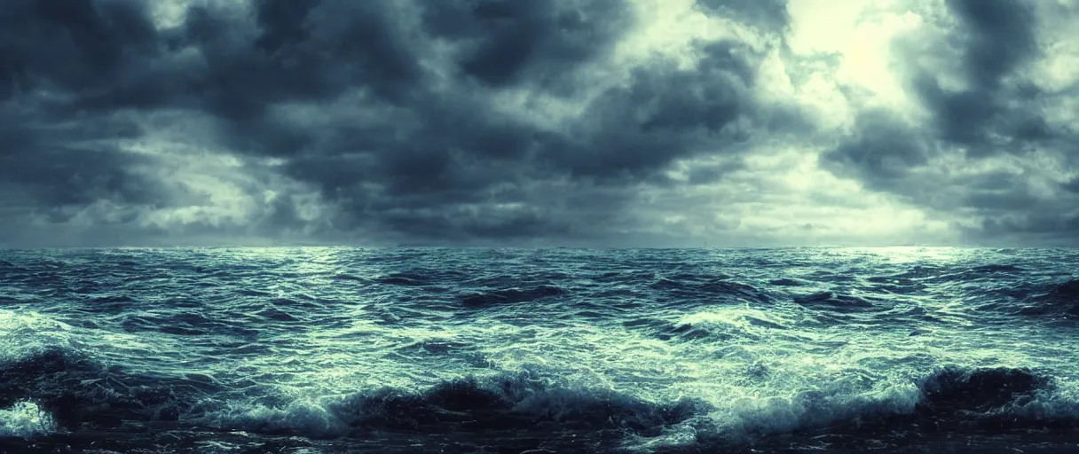 Image similar to ocean dramatic lighting cinematic establishing shot extremely high detail foto realistic cinematic lighting post processed