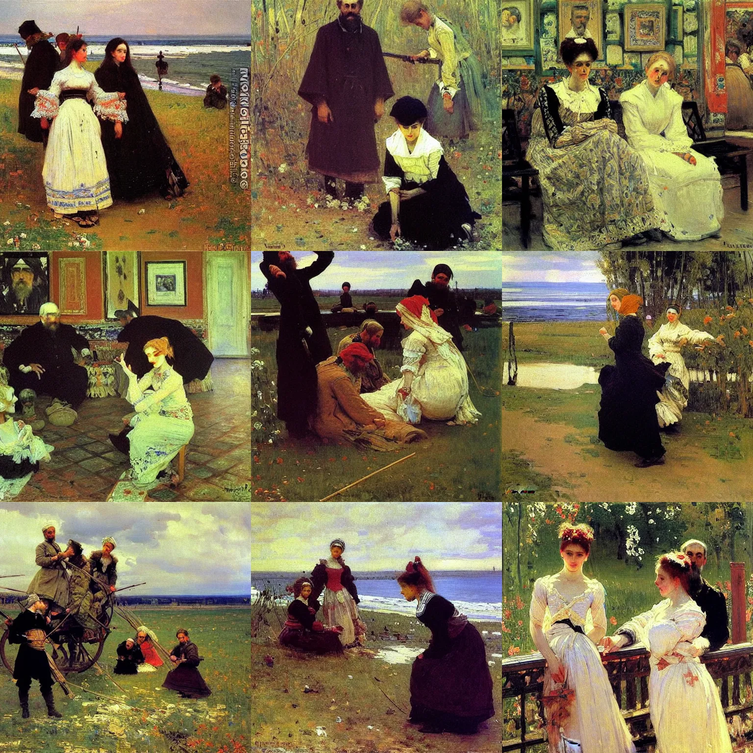 Prompt: painting by ilya repin and valentin serov and viktor vasnetsov