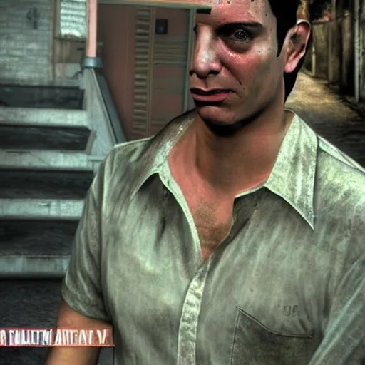 Image similar to tommy vercetti in silent hill, ultra realistic, highly detailed