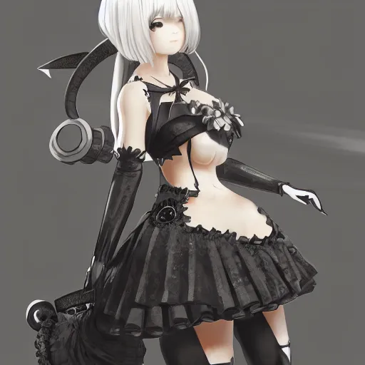 Prompt: Northern princess (Kantai Collection) as 2B nier automata, cute, intricate, elegant, highly detailed, digital painting, 4k, HDR, concept art, smooth, sharp focus, illustration,Raytracing