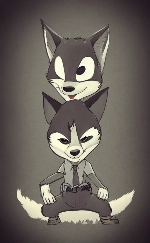 Image similar to “wolf in the style of zootopia in a dark room, dodging lasers, dramatic in the style of zootopia”