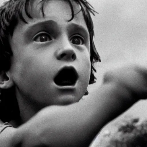 Prompt: noah schnapp plays ralph in lord of the flies ( 1 9 6 3 ), 3 5 mm black and white, highly detailed, cinematic lighting