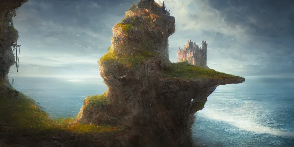 Image similar to Castle on the edge of a cliff overlooking the ocean by Jessica Rossier