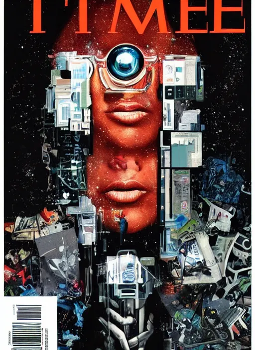 Image similar to TIME magazine cover, the coming AI singularity, by Chevrier