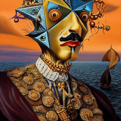 Prompt: Salvador Dali, Extremely Highly detailed, Occult, funny, humorous, humor, hilarious, funny, entertaining, magical, trending on artstationHQ, closeup, D&D, intricate, elegant, highly detailed, digital painting, artstation, concept art, matte, sharp focus, illustration, surrealism