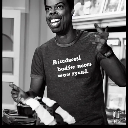 Image similar to chris rock on sesame street, photography, tv show, pbs,