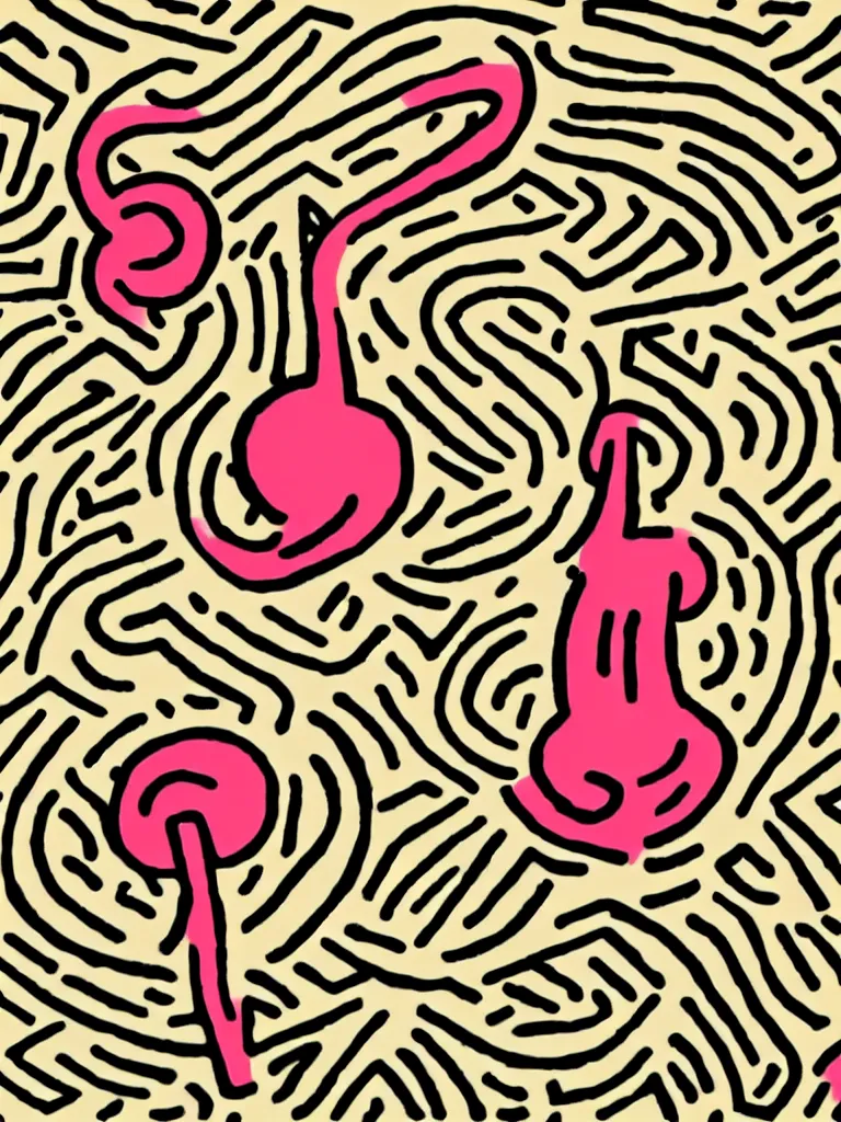 Prompt: minimal!! acorn that turns into a tree in the shape of a treble clef, a big rip down the middle, splashes of color, inspirational and powerful, clear high resolution acorn and tree, keith haring