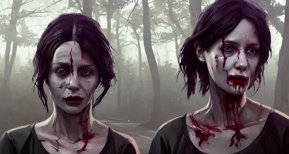 Image similar to highly detailed portrait female jogger horrible zombie in gta v, in a city park, stephen bliss, unreal engine, fantasy art by greg rutkowski, loish, rhads, ferdinand knab, makoto shinkai and lois van baarle, ilya kuvshinov, rossdraws, tom bagshaw, global illumination, detailed and intricate environment