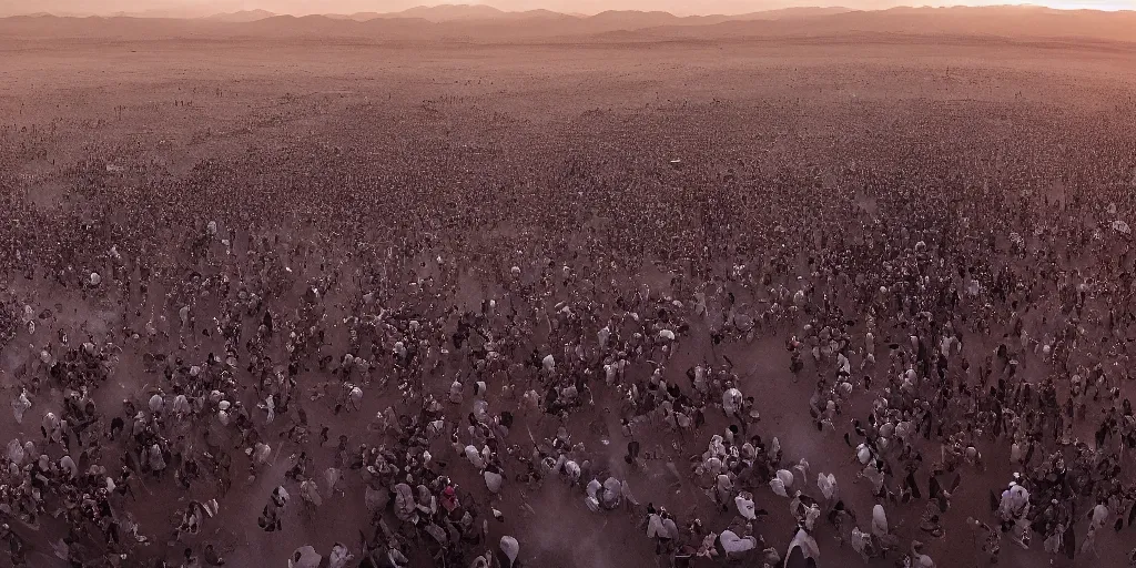 Prompt: wide angle view of a giant xenomorph in a crowd of people dancing at Burning Man in the desert at night, hd 35mm photography, big clouds, cinematic