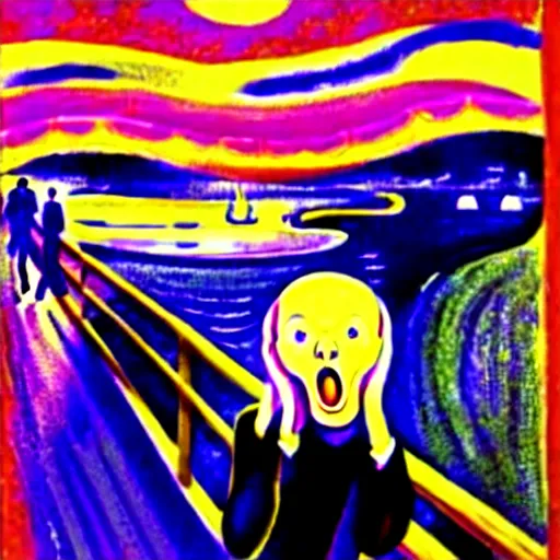 Image similar to painting of the scream, by lisa frank