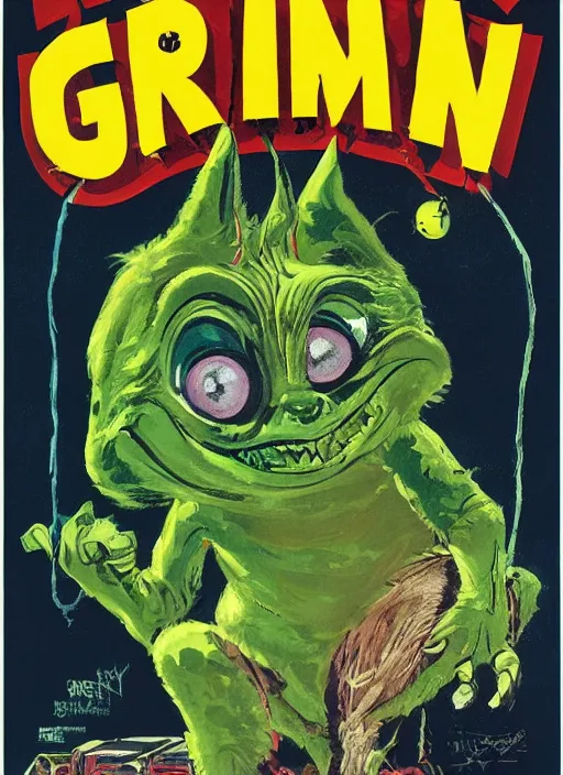 Image similar to a book with a picture of a gremlin ( 1 9 8 4 ) on it, poster art by harvey kurtzman, behance contest winner, pop surrealism, concert poster, poster art, movie poster