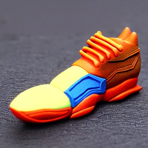 Image similar to realistic scultpure of plastic toy sneaker! design, sneaker design overwatch botw fantasy style mixed with aztec mayan native street fashion, focus on sneakers only, shoes designed by akira toriyama and studio ghibli