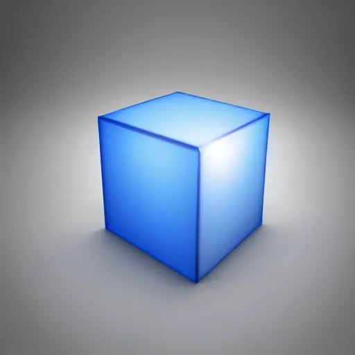 Prompt: single blue cube, studio light, octane render