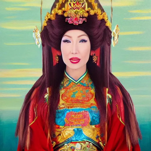 Prompt: farrah abraham as empress of china, oil on canvas