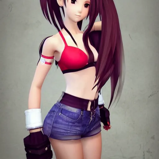 Image similar to aerith gainsborough mixed with tifa lockhart