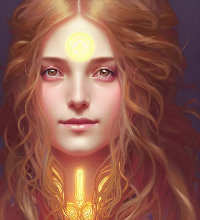 Prompt: symmetry!! portrait of hippie girl smiling, glowing hair!! serene, intricate, elegant, highly detailed, digital painting, artstation, concept art, smooth, sharp focus, illustration, art by artgerm and greg rutkowski and alphonse mucha, 8 k