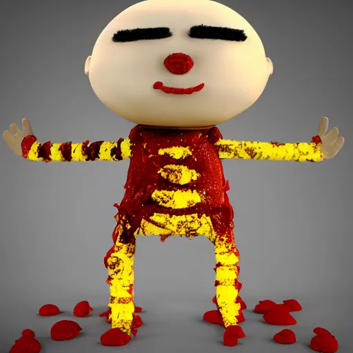 Image similar to little mr xi jinping covered in maggots by roger hargreaves and jim henson. rust, octane render, unreal engine