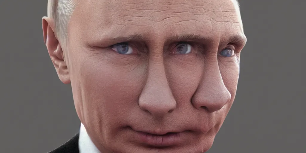 Prompt: putin in the style of a cover made by waya steurbaut, high resolution film render 100k, photo realistic