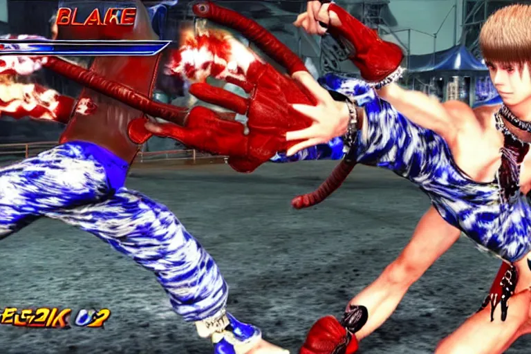 Image similar to Bladee from Drain Gang in Tekken 3, screenshot