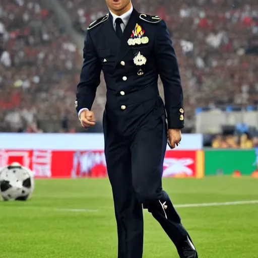 Prompt: cristiano ronaldo wearing a nazi uniform