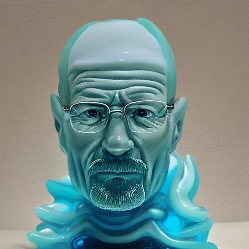 Prompt: walter white made of water, water elemental, blown glass figure, watery