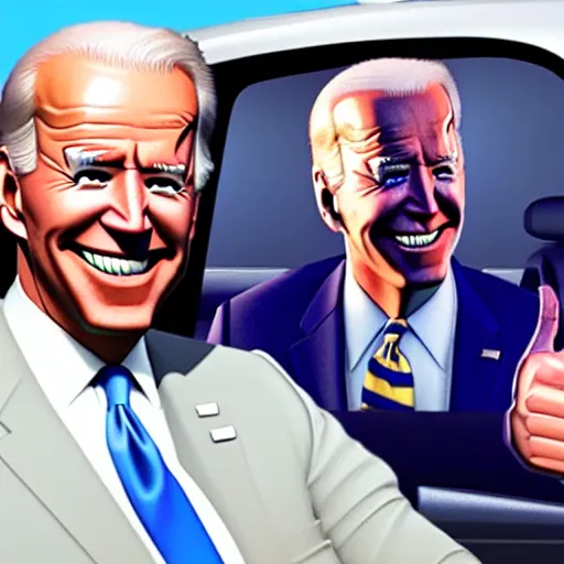 Image similar to Joe Biden driving in Fortnite