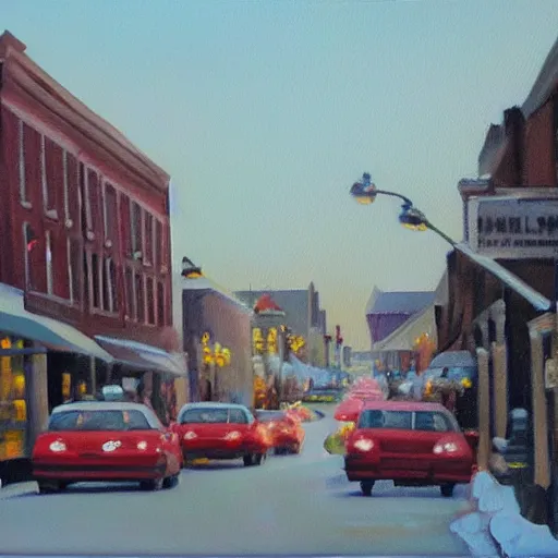 Prompt: beautiful oil painting of downtown galva by olaf krans