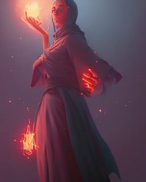 Image similar to highly detailed vfx portrait of a mage casting a blood spell, unreal engine, greg rutkowski, loish, rhads, beeple, makoto shinkai and lois van baarle, ilya kuvshinov, rossdraws, tom bagshaw, alphonse mucha, global illumination, detailed and intricate environment