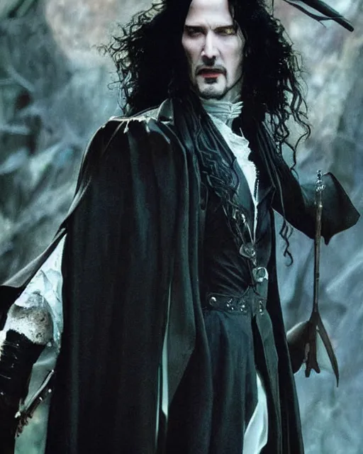 Prompt: live action vampire hunter D staring Keanu Reeves as D, the Dhampir, cinematic, Steampunk, Romania, Vampires, Anime