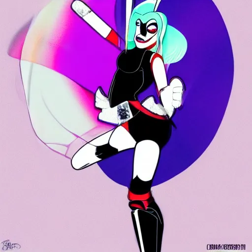 Image similar to Lady Gaga as Harley Quinn, 1990s Disney, cel shading